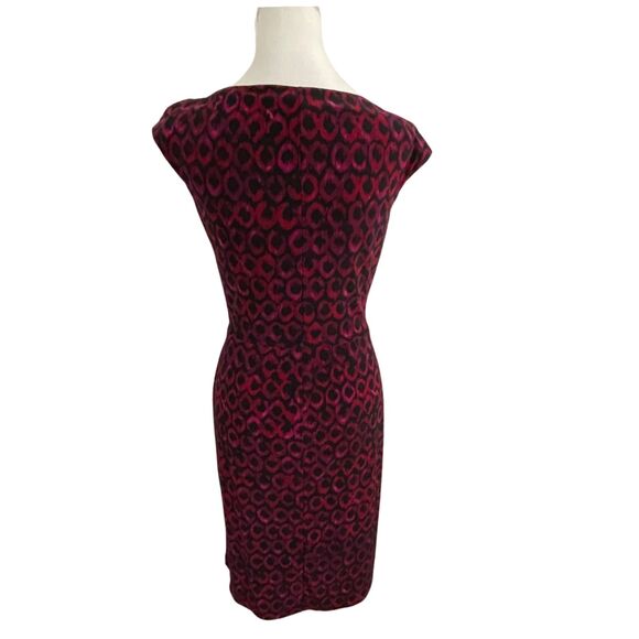 Lauren Ralph Lauren Wine Fuchsia Leopard Sheath Dress Size 4 - Picture 6 of 13